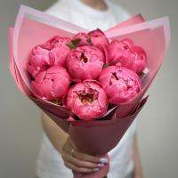 Букет из 7 коралловых пионов