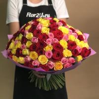Букет из 151 розы яркий микс (50 см)