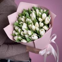 Букет из 45 белых тюльпанов