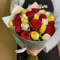 Букет из роз яркий микс 25 шт. (50 см)